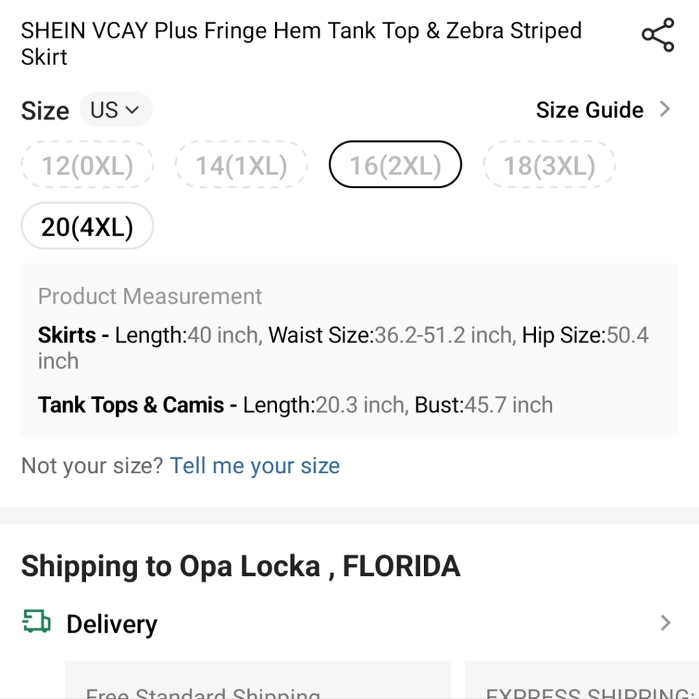 SHEIN 2XL Fringe Hem Tank Top & Zebra Print Skirt - Picture 7 of 17